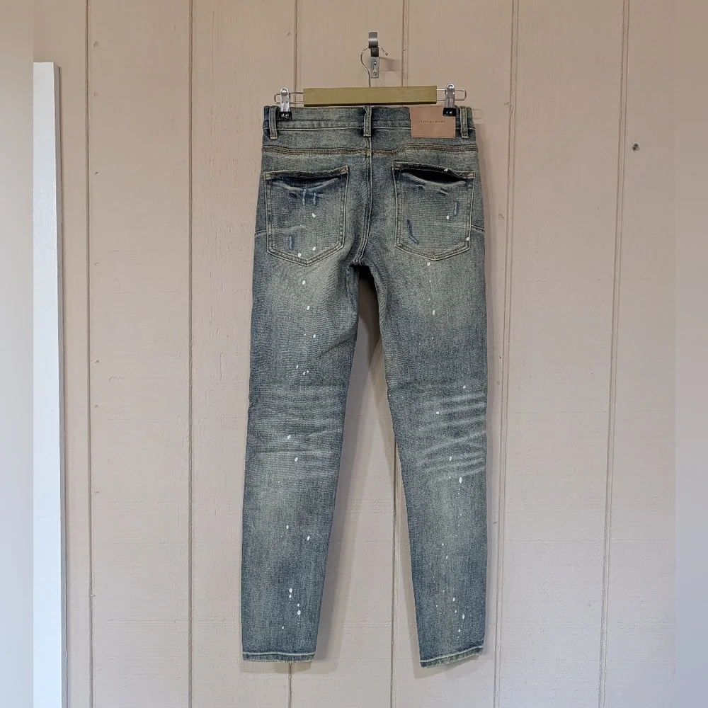 Purple Brand P001 Paint Splatter Distressed Skinny Jeans Mens 28